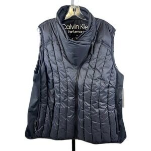 Calvin Klein Performance Puffer Vest Women's Size 3X Black Quilted Full Zip